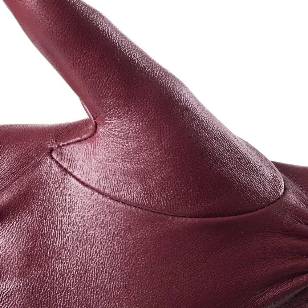 Women's Genuine Sheepskin Leather Gloves Winter Warm  Driving Dress Gloves Red